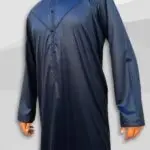 Qamis Emirati à zip tissu Precious bleu nuit satiné