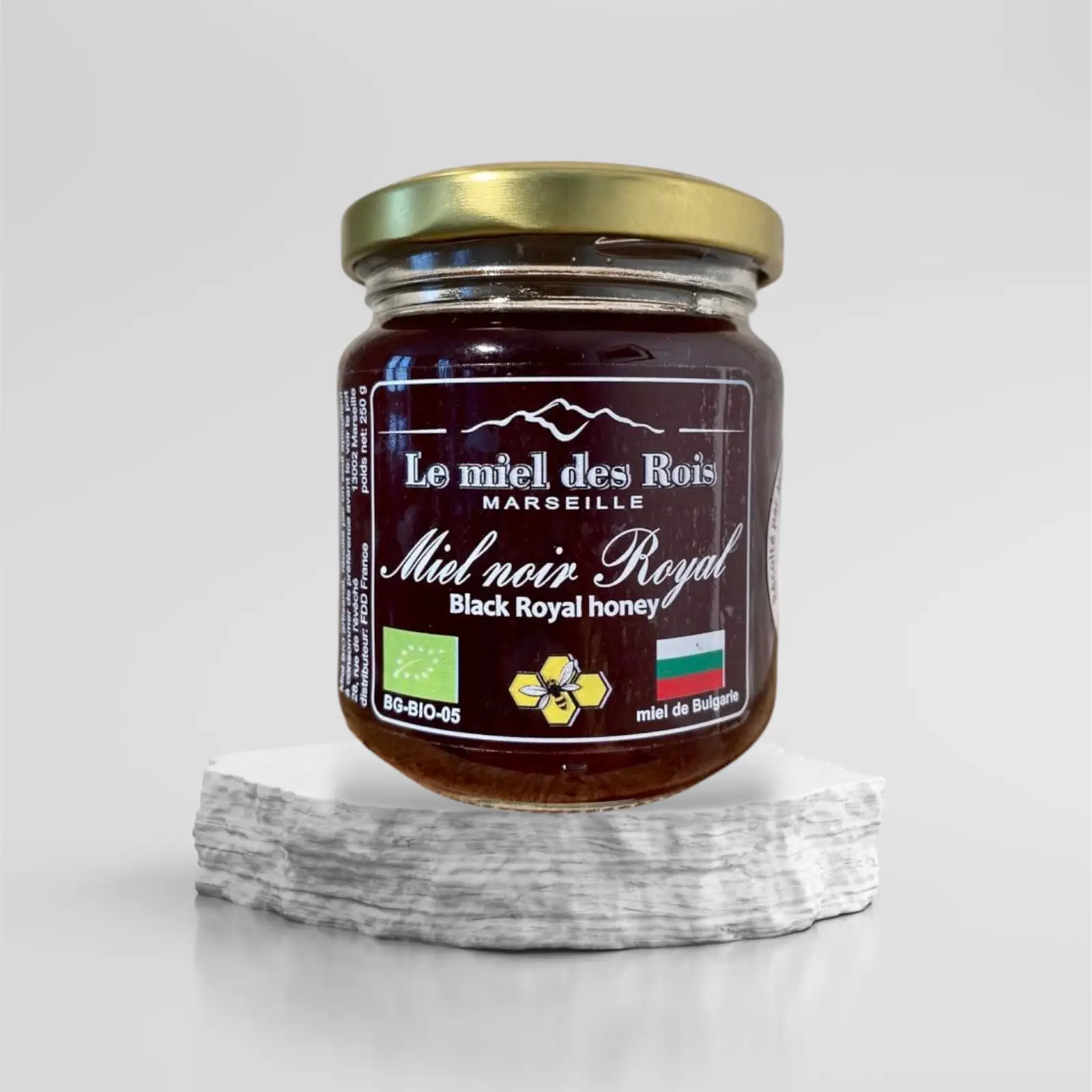 1000086995.png Miel noir royal -2** étoiles d'or"London Great taste Awards" récolte 2022 de Bulgarie 250g – Image 1