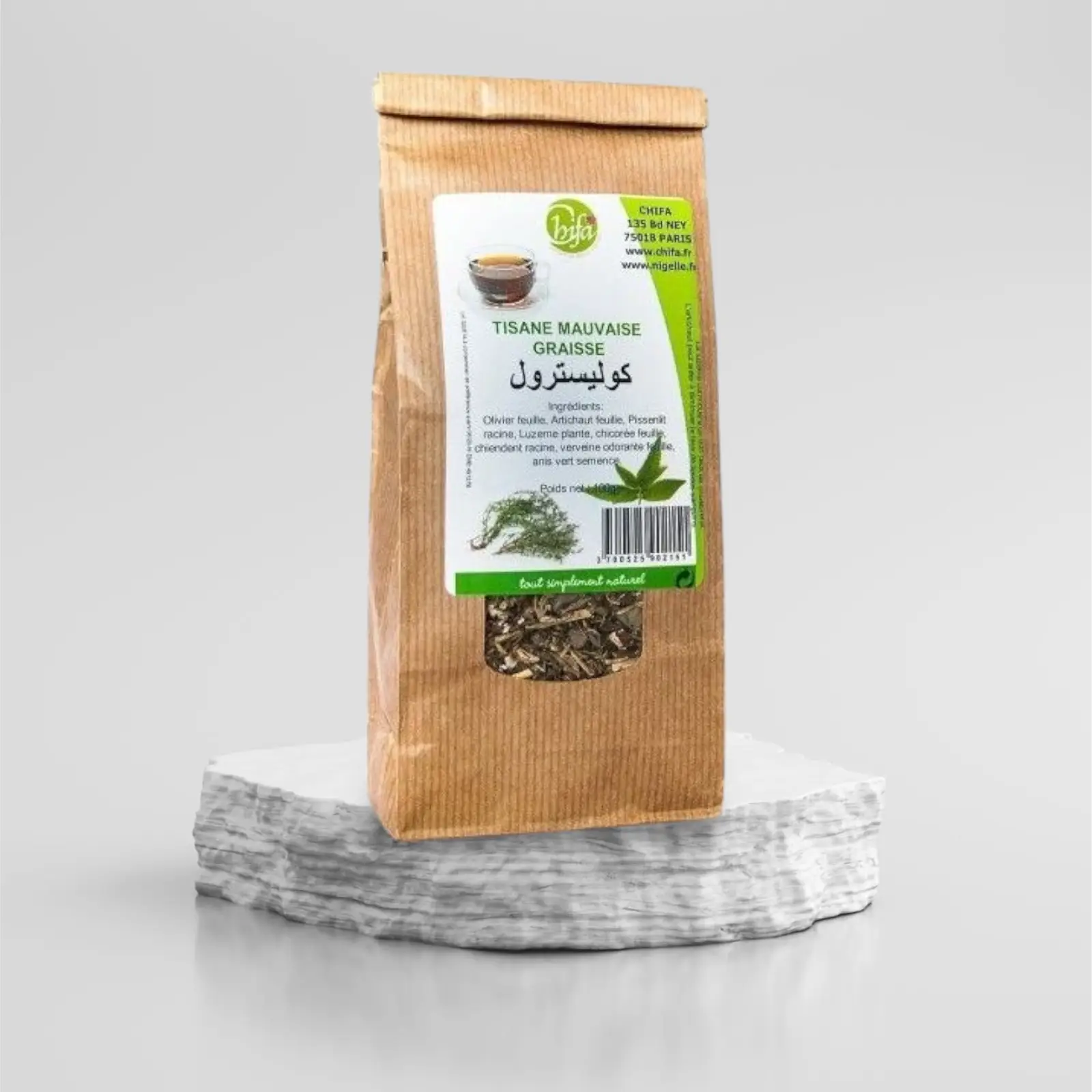 1000087008.webp TISANE MAUVAISE GRAISSE - 100% NATURELLE - 100G - CHIFA – Image 1